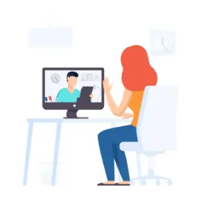 Illustration of a patient in a video call with Dr Edgard-Rosa